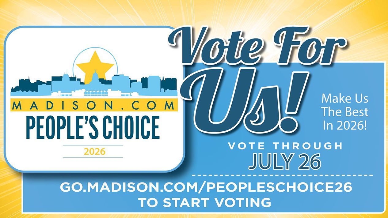 Madison.com People’s Choice 2026 banner: Vote for Us! with blue skyline and star logo