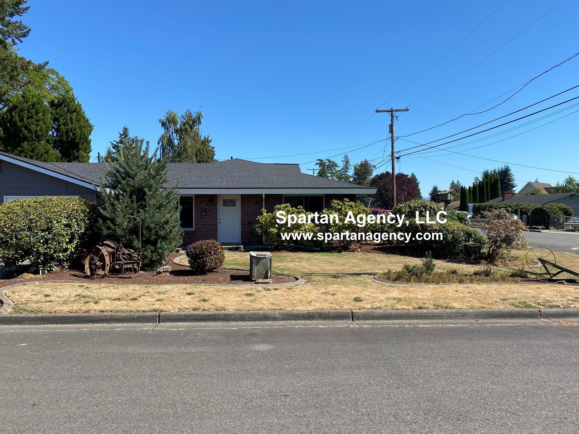 Single story duplex with brick