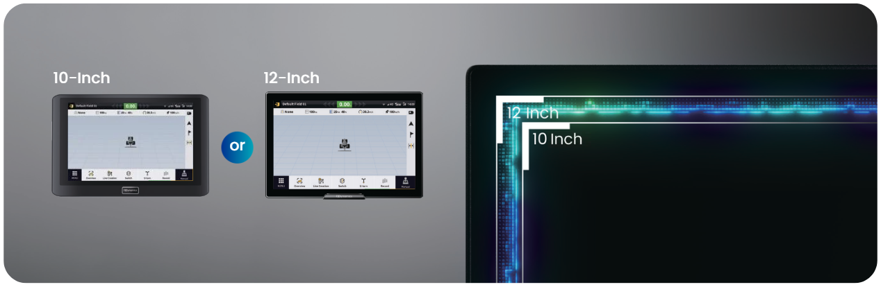 Image showing a screen on the left, next to the option of an alternative screen, showing a neon border.