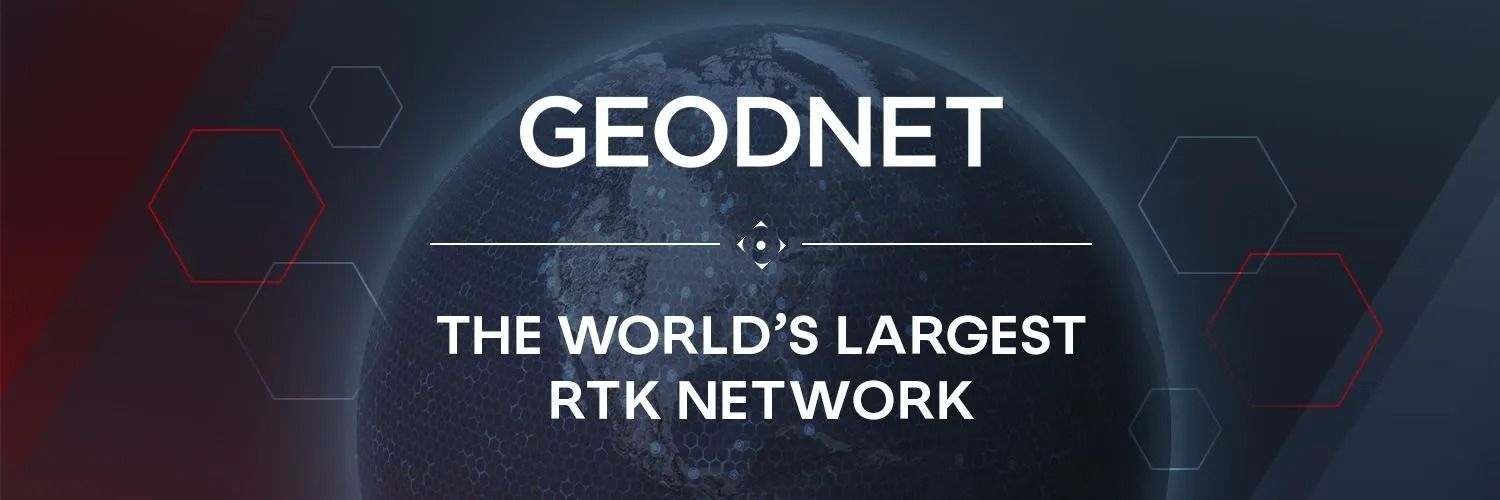 GEODNET logo with a globe and text: