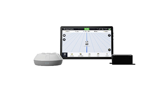 Navigation system components: screen, antenna, and black box on white background.