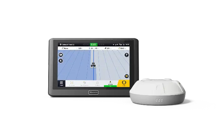 GPS device displaying map with a white antenna next to it.
