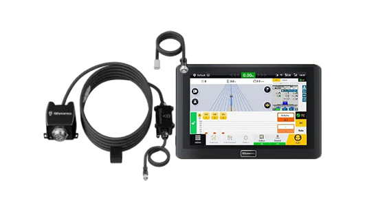 A touchscreen navigation device with a connected camera and wiring, displaying a map interface.