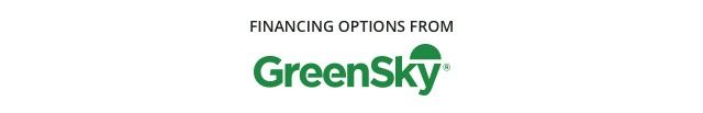 Financing options from GreenSky logo with green text and leaf icon