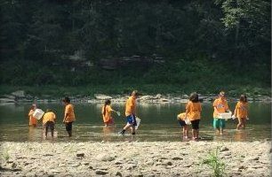 Children on a river