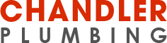 Chandler Plumbing logo in orange and gray text on a white background