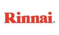 Rinnai logo in red text on a white background