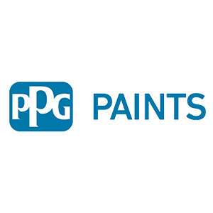 PPG Paints logo in blue and white on a white background