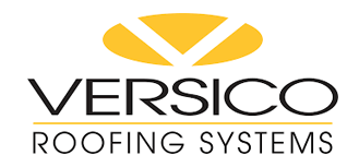Logo for Versico Roofing Systems, featuring a yellow oval with a V shape, with the text