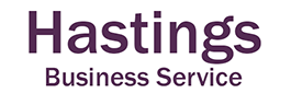 Hastings Business Service logo in dark purple text on a white background