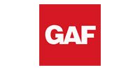 GAF logo: white letters 
