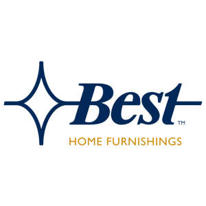 Best Home Furnishings logo in navy blue and gold with a star icon