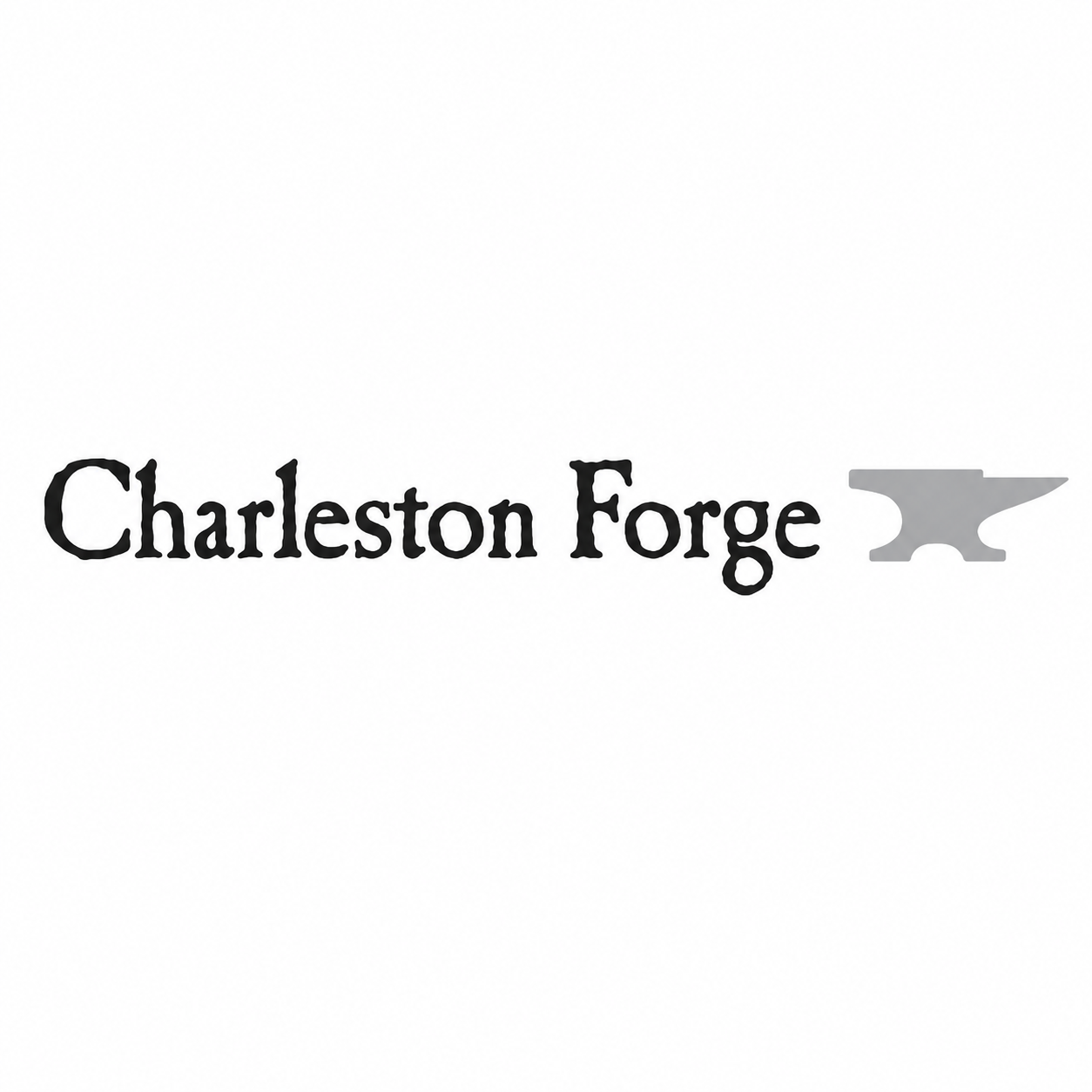 Charleston Forge logo with black text and gray anvil icon on a white background
