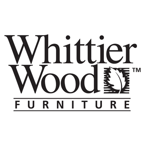 Whittier Wood Furniture logo in black serif text with a tree icon on a white background