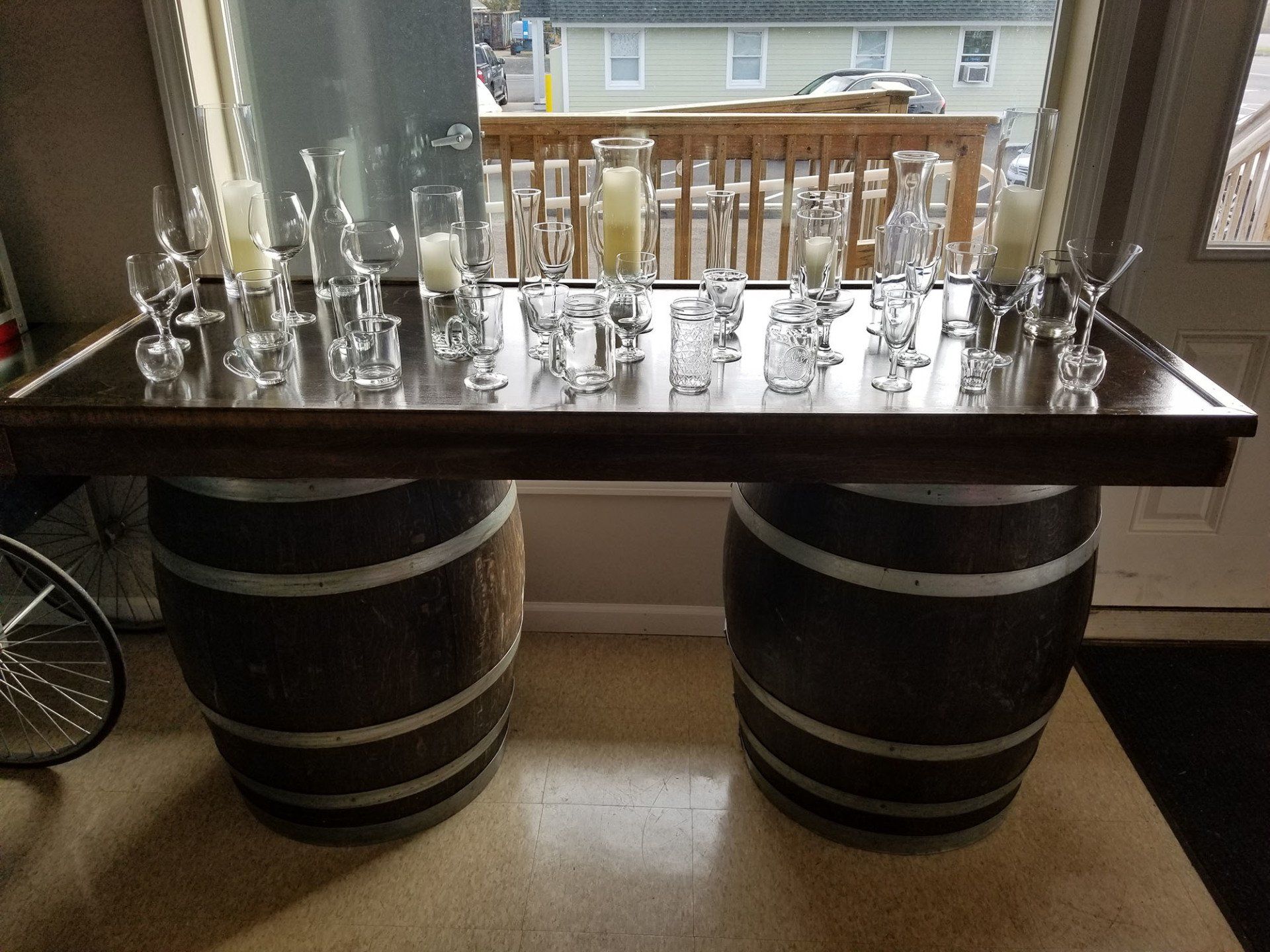 Wine barrel bar china glassware