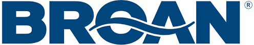 Blue "BROAN" logo with curved lines through the "O" and an "R" symbol.