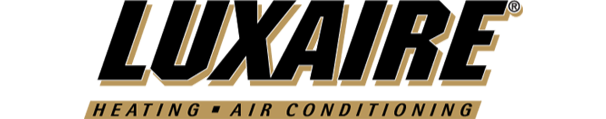 Luxaire logo: Black bold text on white background with "HEATING • AIR CONDITIONING" below.