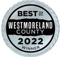 Best of Westmoreland County 2022 Winner award badge, silver with black text.