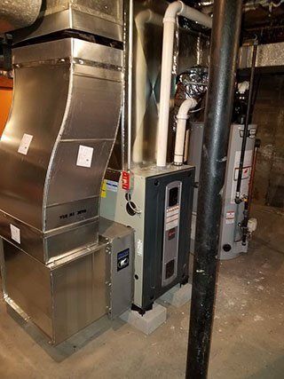 New furnace installed with custom duct work