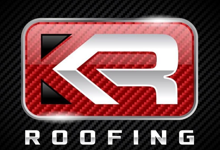 A red roofing logo on a black background