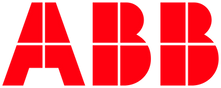 A red abb logo on a white background