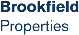 The logo for brookfield properties is blue and white on a white background.