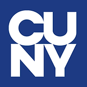 The cu ny logo is on a blue background.