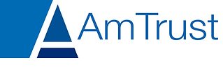 A blue and white logo for am trust
