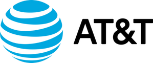 A logo for at & t with a blue and white ball