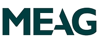 The word meag is written in green letters on a white background.