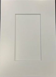 White cabinet door with recessed panel.