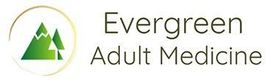 Logo for Evergreen Adult Medicine with a green mountain graphic in a gold circle.
