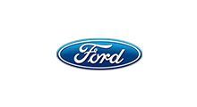 Ford logo in blue and white oval on a white background