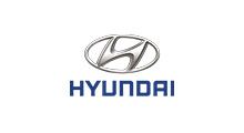 Hyundai logo in blue and silver on a white background