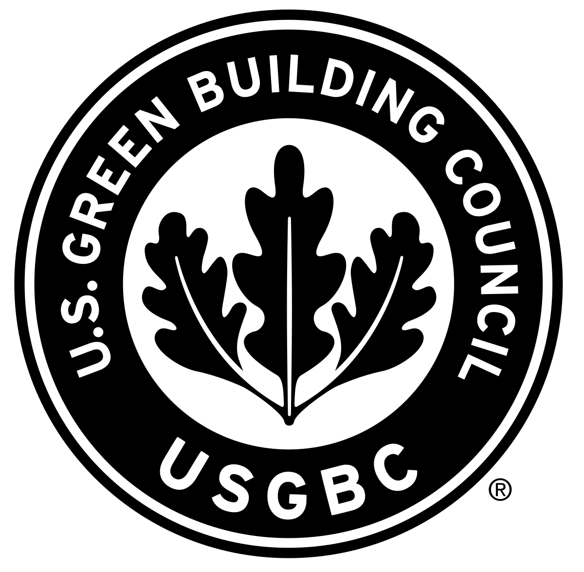 A black and white logo for the u.s. green building council.