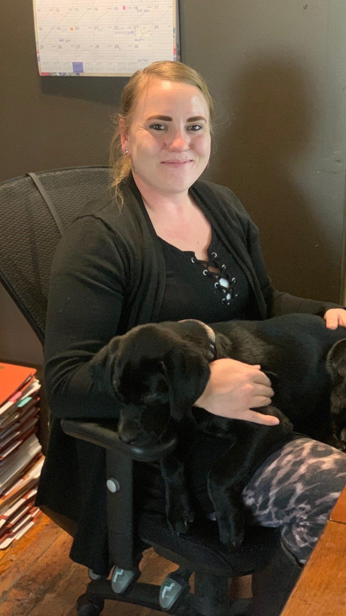 woman and dog sitting