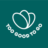 A logo for too good to go with two hearts on a green background.
