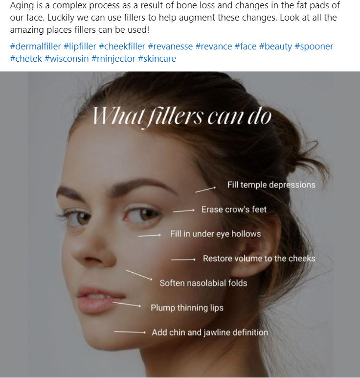 A picture of a woman's face with a caption that says 