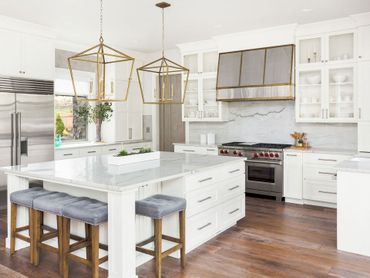 Kitchen with white cabinets