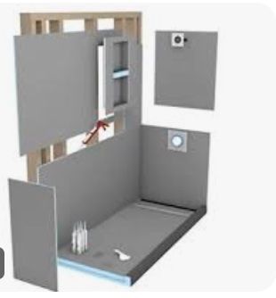 A picture of a shower being built in a bathroom