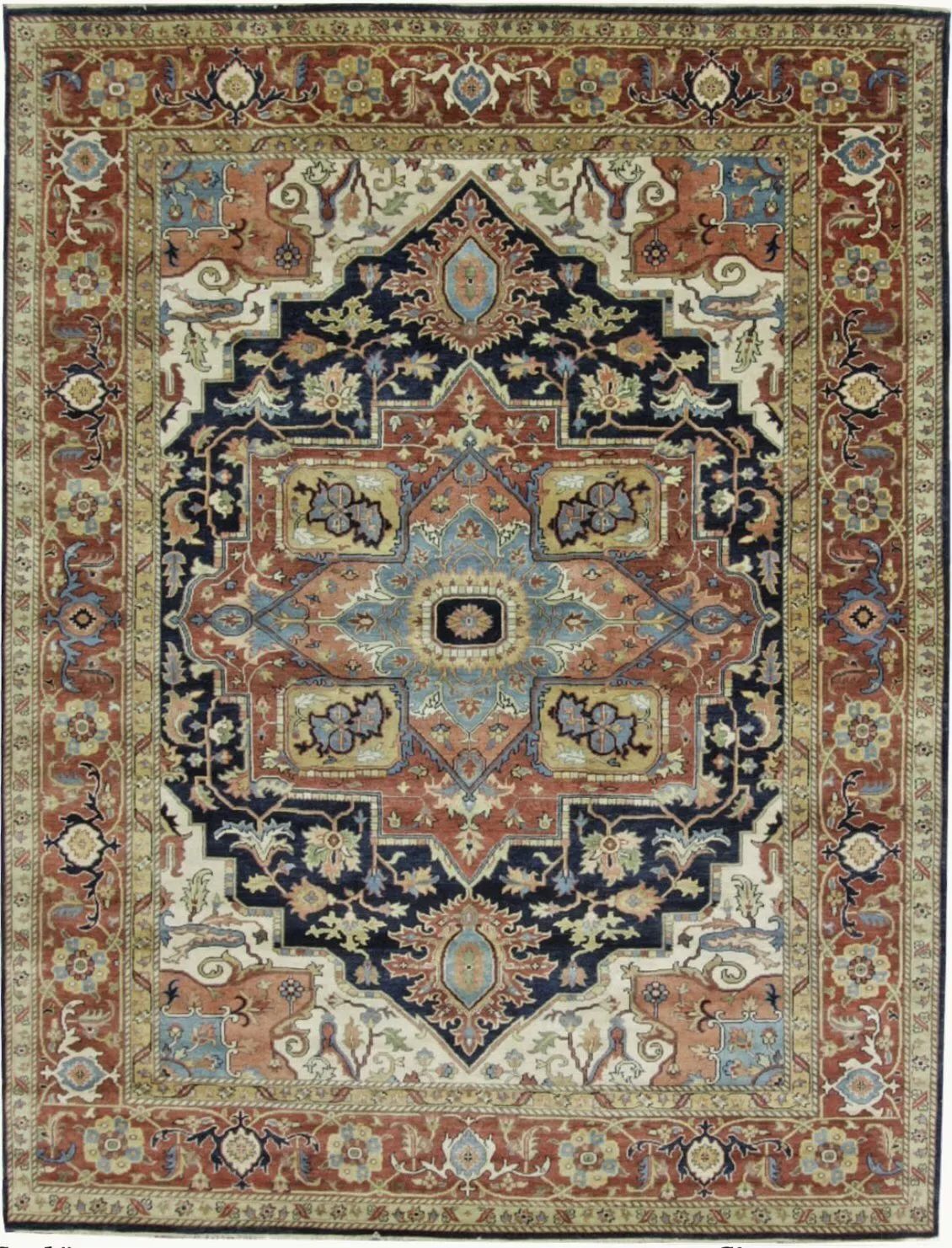 A rug with a detailed pattern on it.