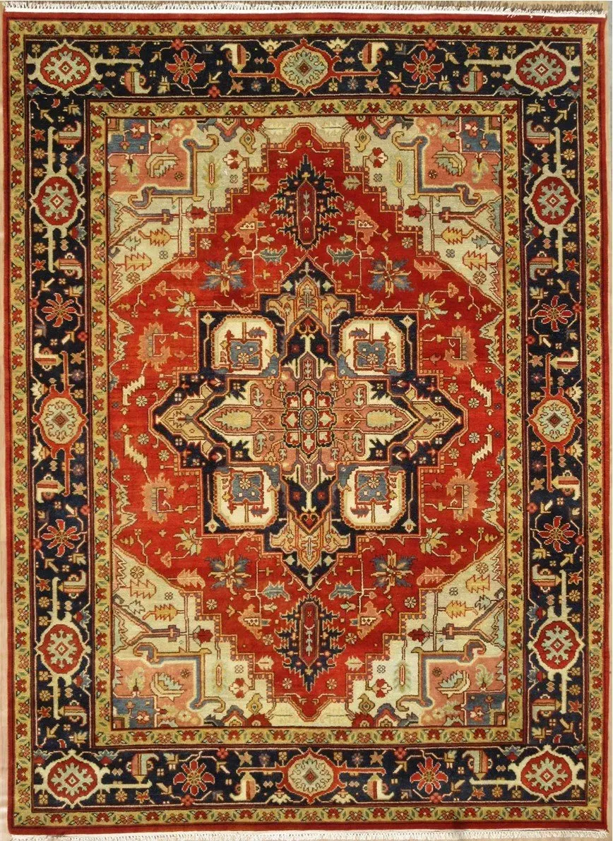 A rug with a detailed pattern on it.