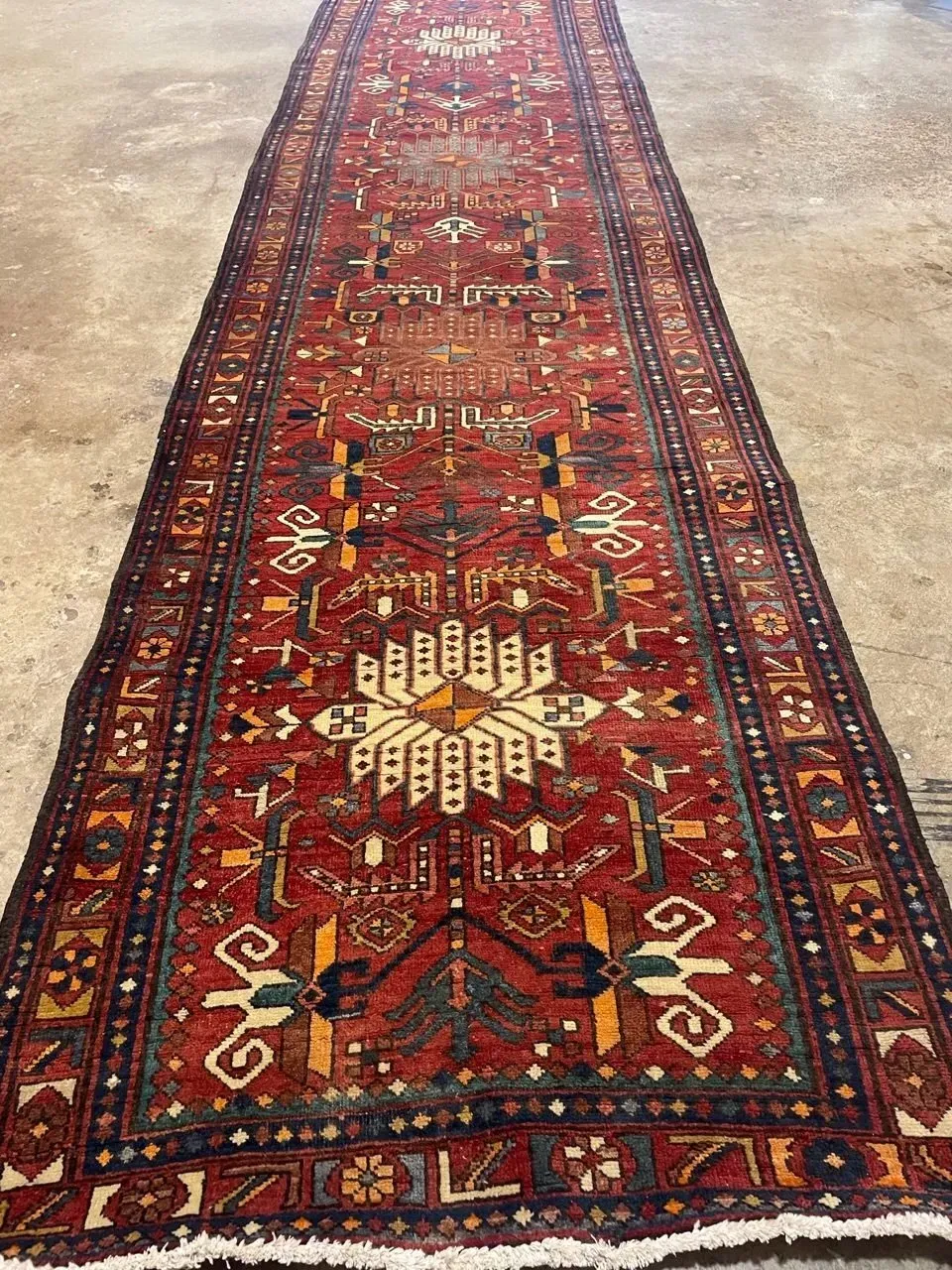A rug with a detailed pattern on it.