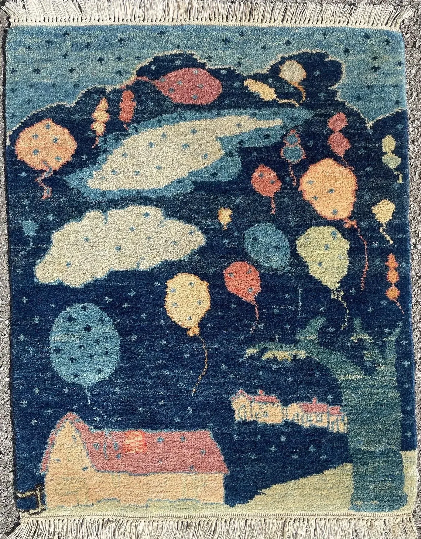 A rug with a detailed pattern on it.
