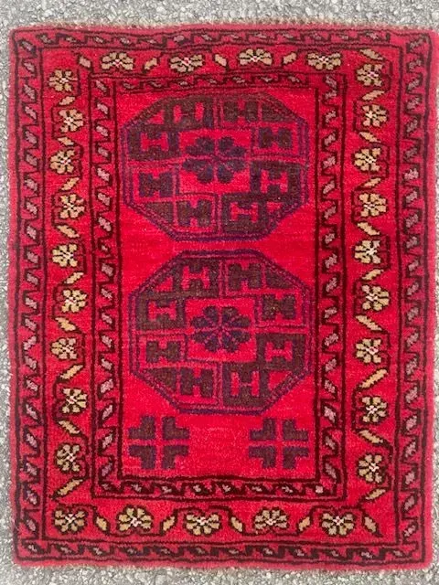 A rug with a detailed pattern on it.