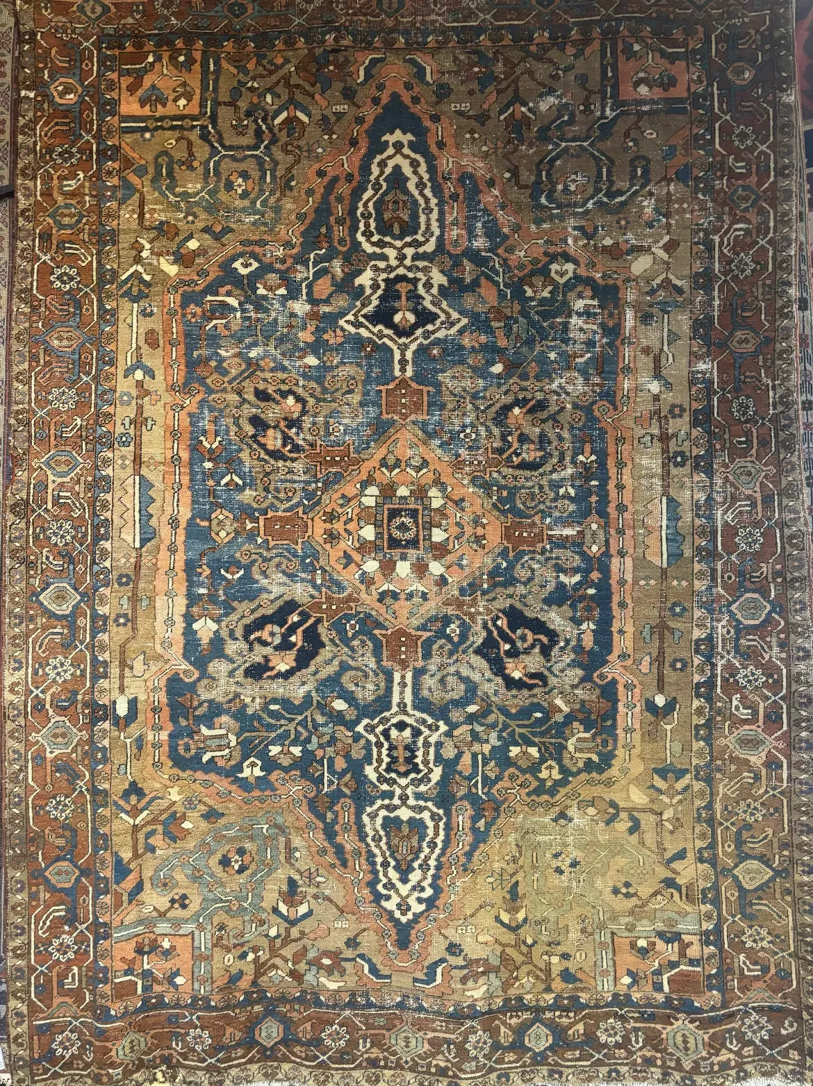 A rug with a detailed pattern on it.