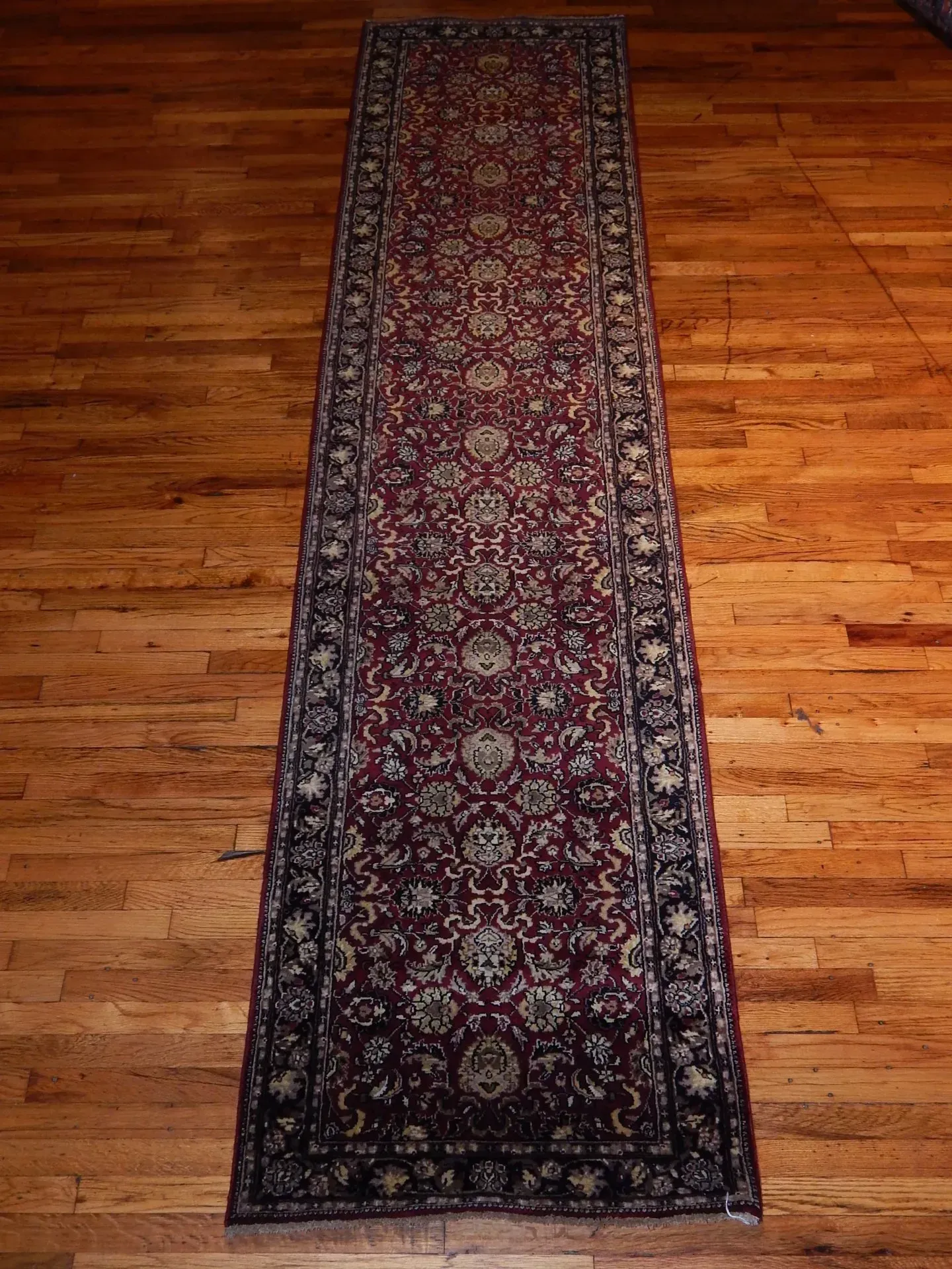 A rug with a detailed pattern on it.