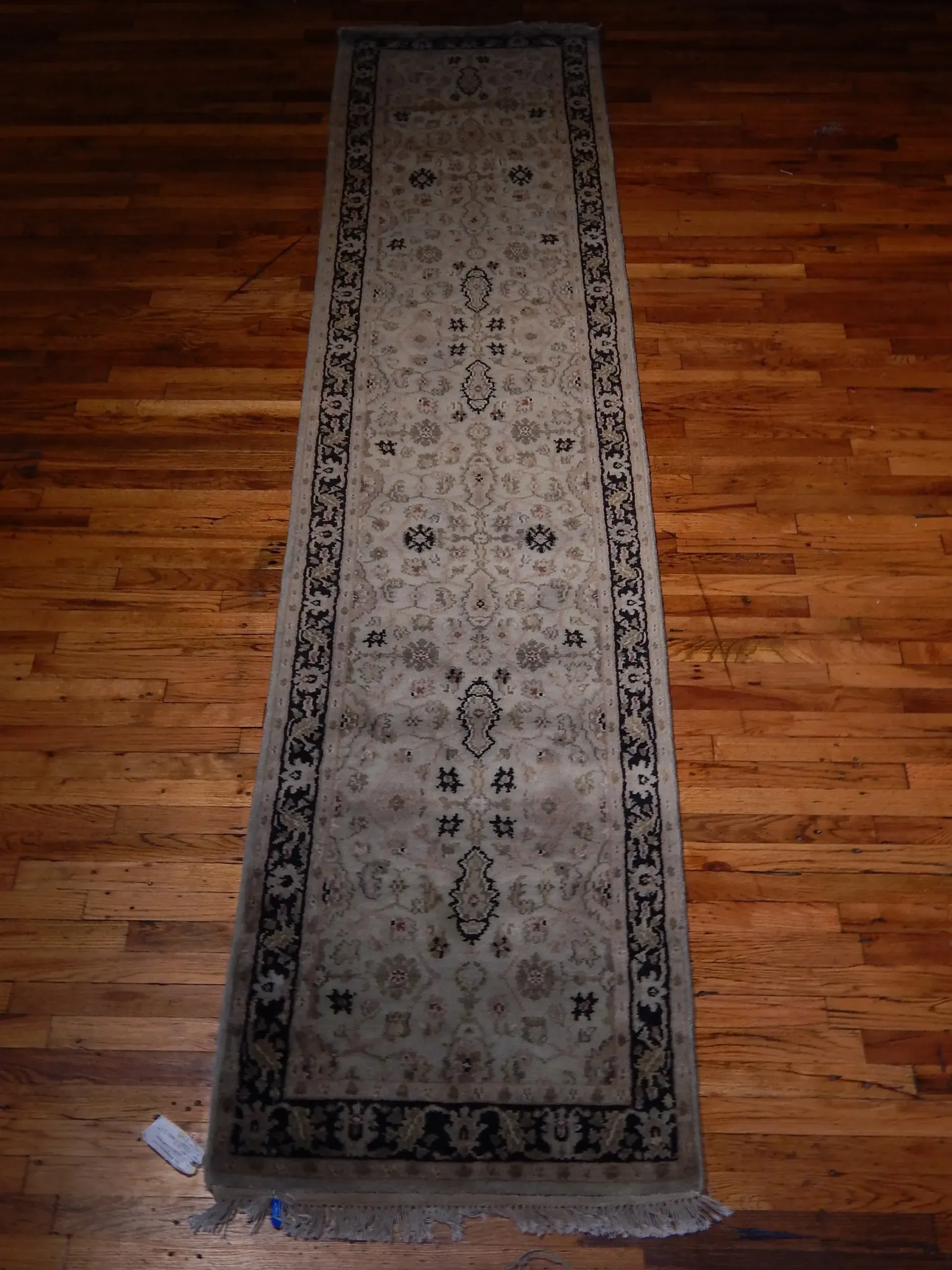 A rug with a detailed pattern on it.