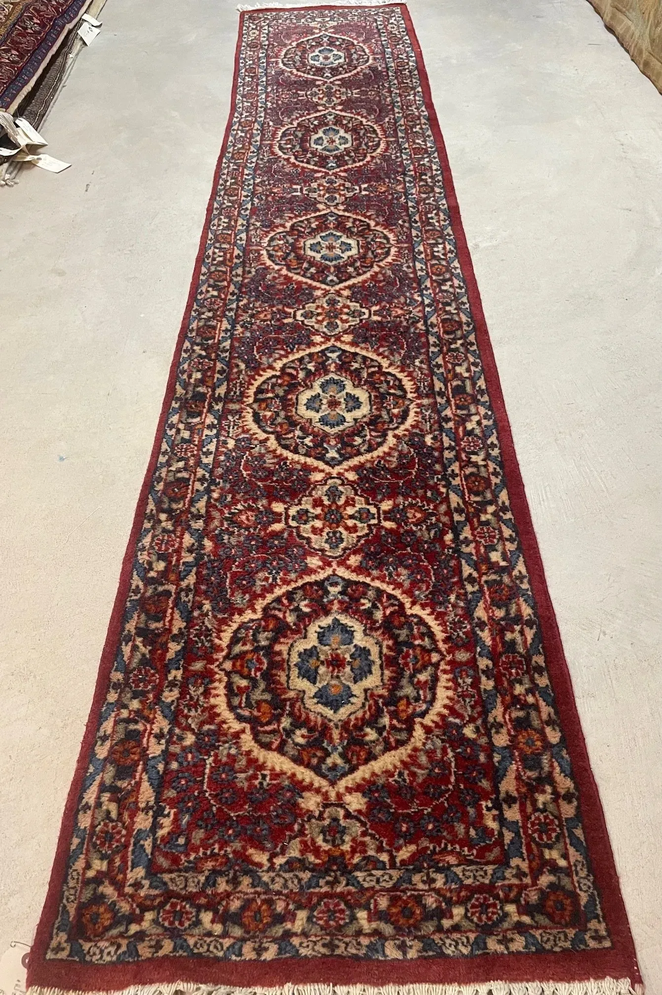 A rug with a detailed pattern on it.