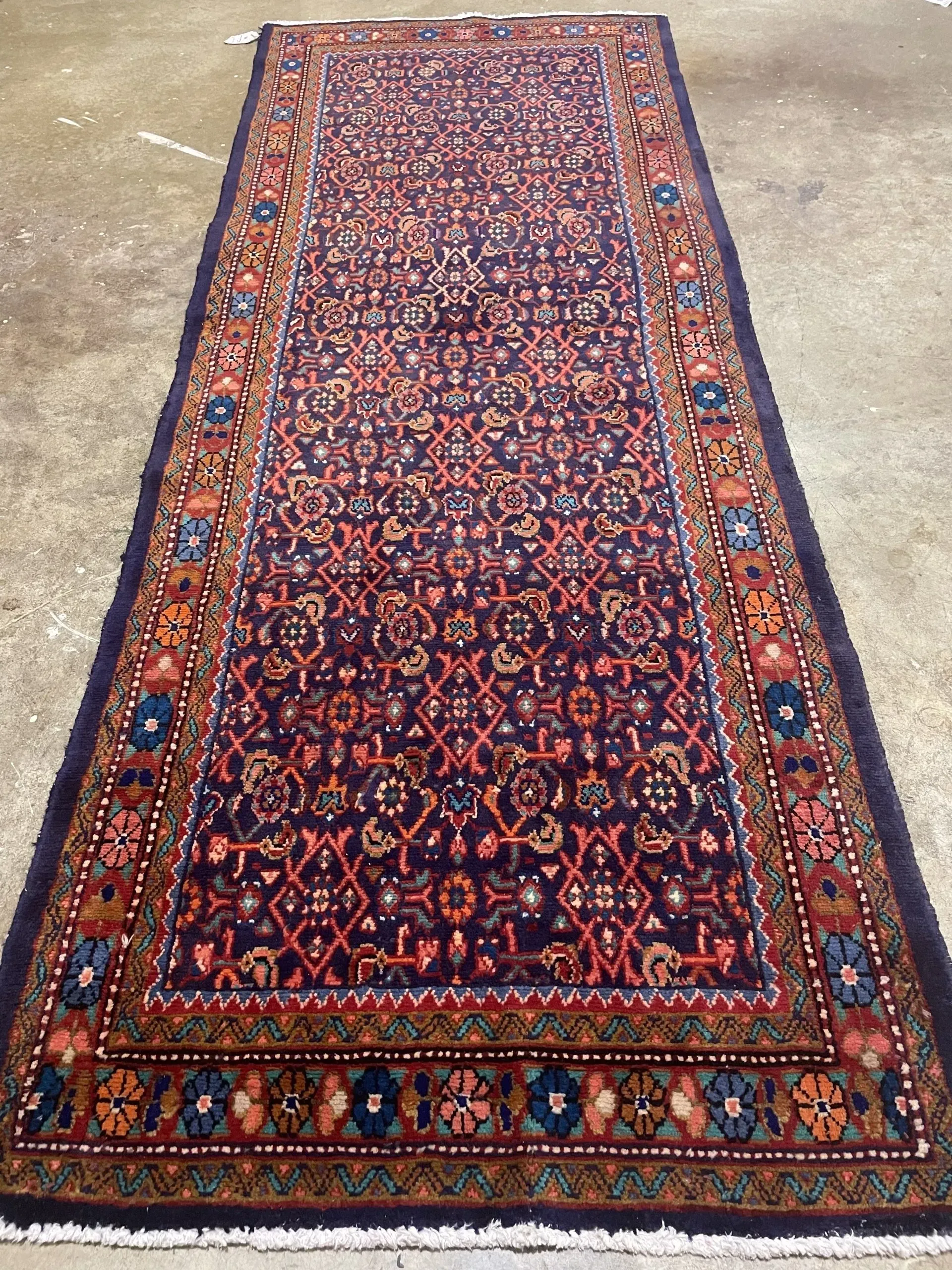 A rug with a detailed pattern on it.